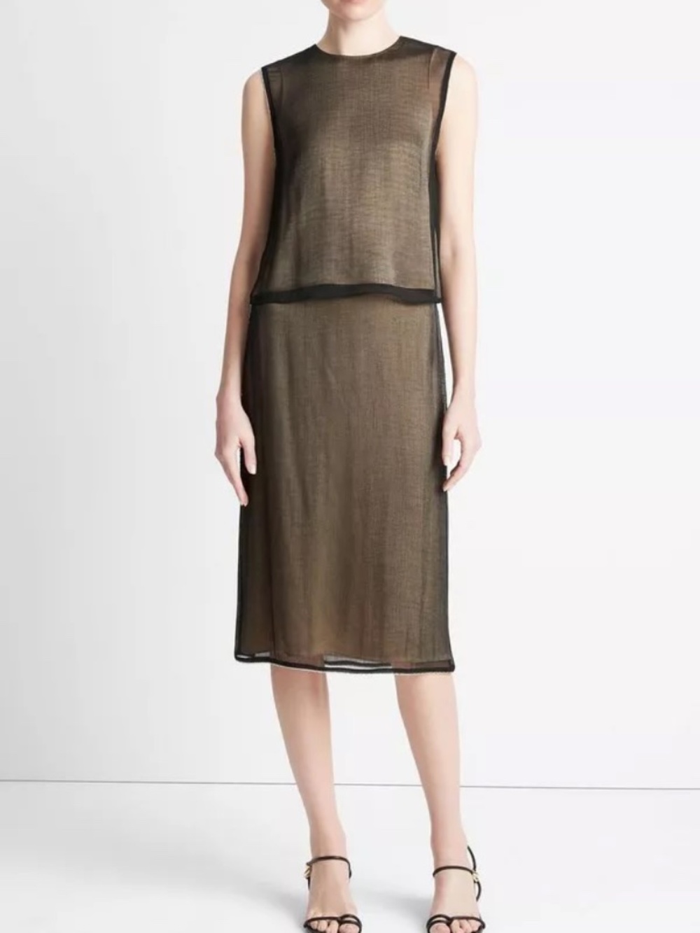 Vince Double Layer Knit Shell in Black / Sand combo - NWOT